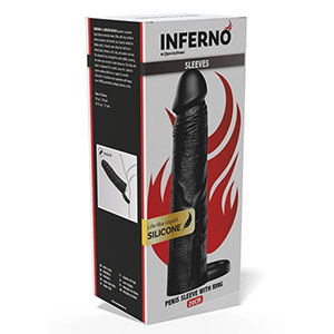 Prevleka za penis Inferno 20 cm - črna