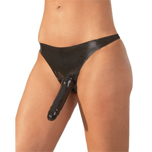 Ženske hlačke iz lateksa z dildom