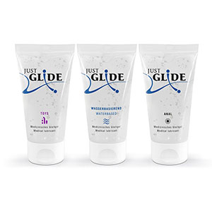Kolekcija različnih vlažilnih gelov Just Glide - 3 x 50 ml
