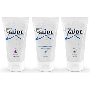 Kolekcija različnih vlažilnih gelov Just Glide - 3 x 50 ml