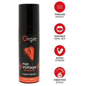 Gel za poljubljanje in stimulacijo Orgie High Voltage Strawbery